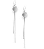 Long-length rhodium plated seashell earrings