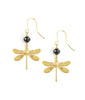 Golden shadow crystals and gold dragonfly earrings