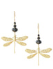 Gold dragonfly earrings with black Austrian crystals