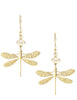Gold dragonfly earrings with Golden Shadow Austrian crystals 