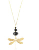 Long dragonfly necklace with Black Swarovski crystals - Dige Designs
