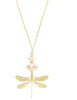 Long dragonfly necklace with golden shadow Swarovski crystals