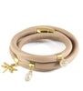 Beige triple wrap leather bracelet with dragonfly and Swarovski crystals - Dige Designs