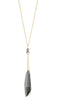 Long gold necklace with Black Diamond Austrian crystal pendant