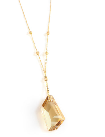 Long gold necklace with Golden Shadow Swarovski crystals