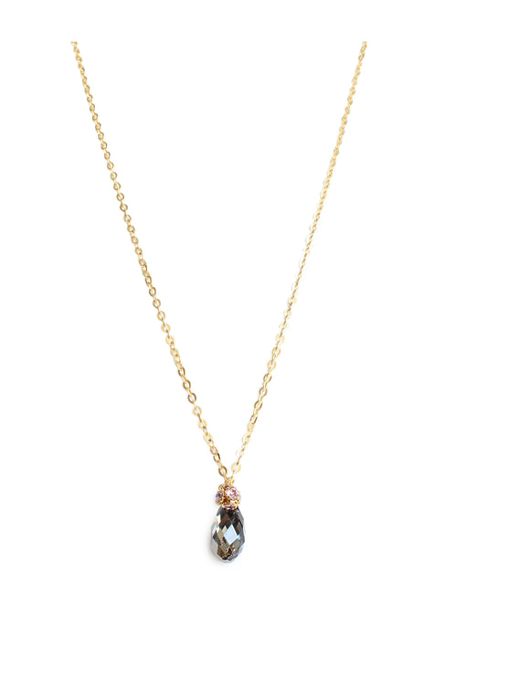 Short necklace with black diamond Swarovski crystal drop