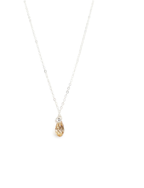 Short silver necklace with Golden Shadow Swarovski crystal drop - Dige Designs