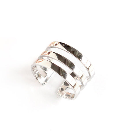 Rhodium plated triple band ring - Dige Designs