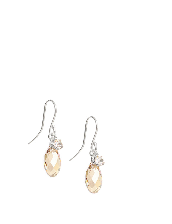 Silver silver earrings with golden shadow Swarovski crystal drops
