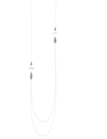 Long silver dragonfly necklace with Black Diamond  Swarovski crystals