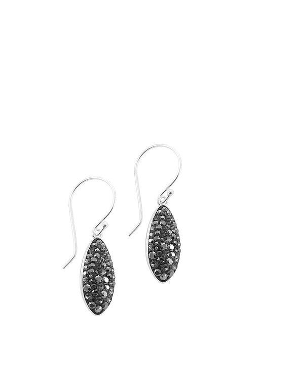 Dige Designs black diamond crystal pavé drop silver earrings