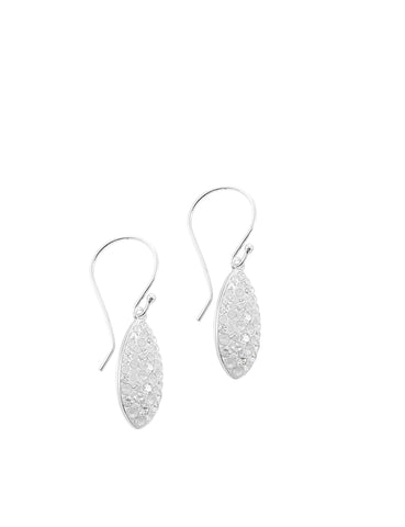 Dige Designs silver earrings with white Swarovski crystal pavé drops