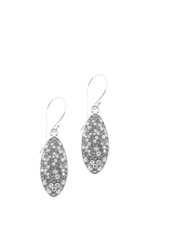 Dige Designs silver earrings with grey Swarovski pavé drops