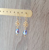 Dige Designs Tanzanite AB drop and gold flower earrings