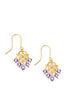 Gold earrings with heart filigrees and tanzanite Swarovski crystals