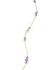 Long gold necklace with freshwater pearls and Austrian Tanzanite crystals