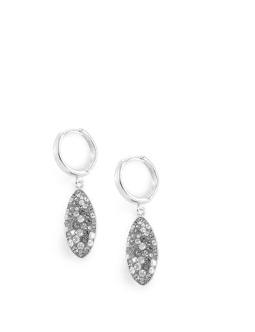 Dige Designs grey pavé drop silver hoop earrings