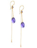 Dige Designs gold earrings with tanzanite Swarovski crystal drops