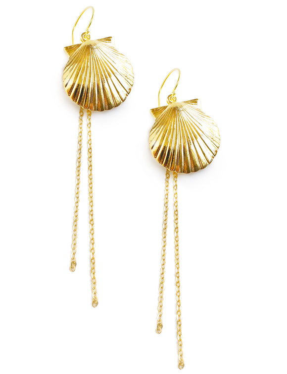 Katy Large Gold Seashell Hinge Earrings