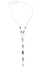 Silver Y necklace with Black Diamond Austrian crystals and grey pearls