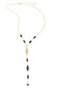 Dige Designs gold Y necklace with black Swarovski crystals
