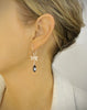 Silver dragonfly earrings with black diamond Swarovski drops