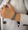 Beige triple wrap leather bracelet with Swarovski crystals