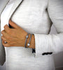 Grey double-wrap leather bracelet decorated with Swarovski pavé elements