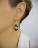 Dige Designs gold earrings with black diamond Swarovski crystal drops
