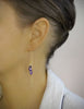 Threader chain earrings with tanzanite Swarovski drops