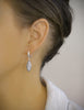 Grey pavé drop silver hoop earrings